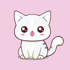 Cute cat cartoon style sticker, white background