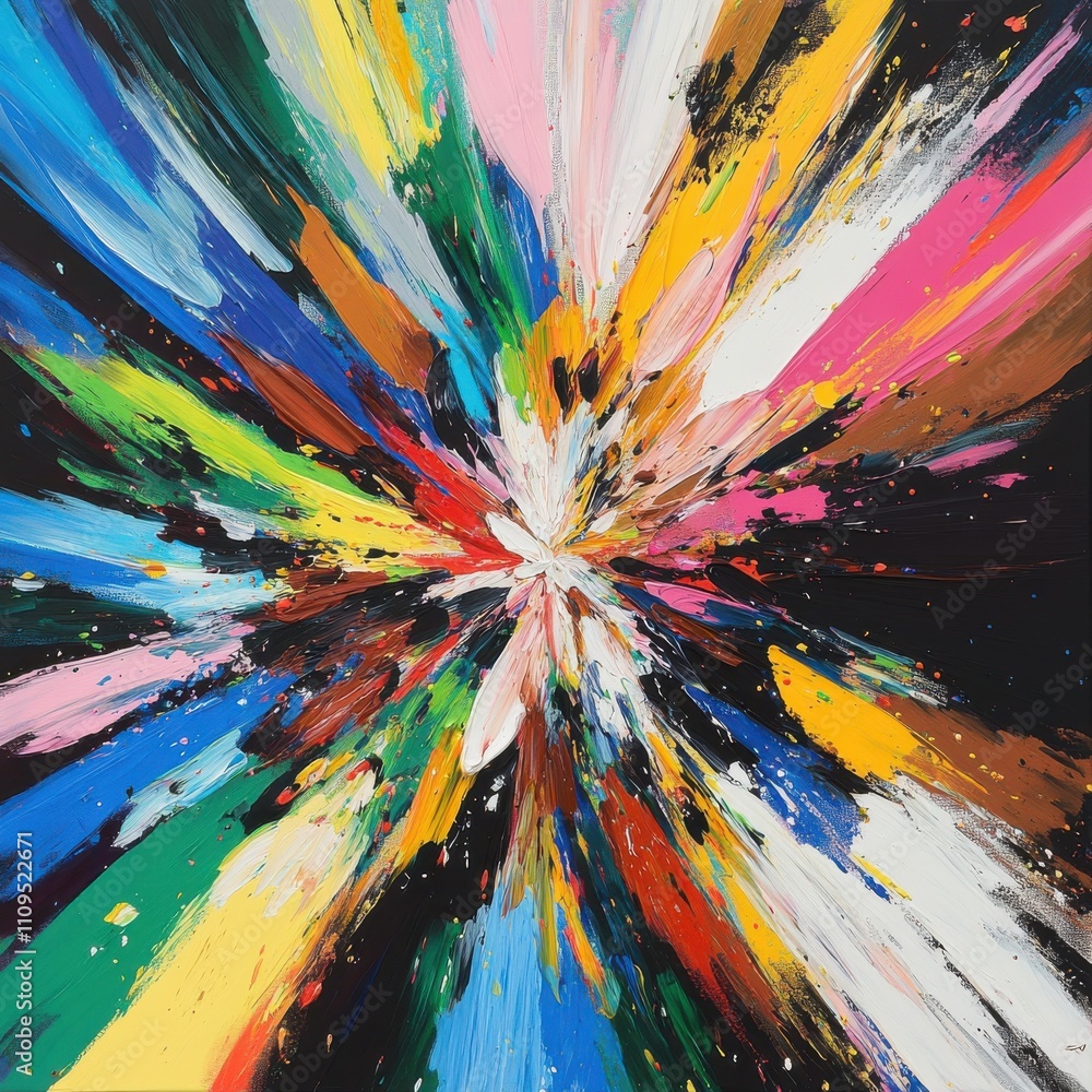 Aufkleber vibrant abstract burst of colorful strokes expressing energy and emotion in a dynamic composition on