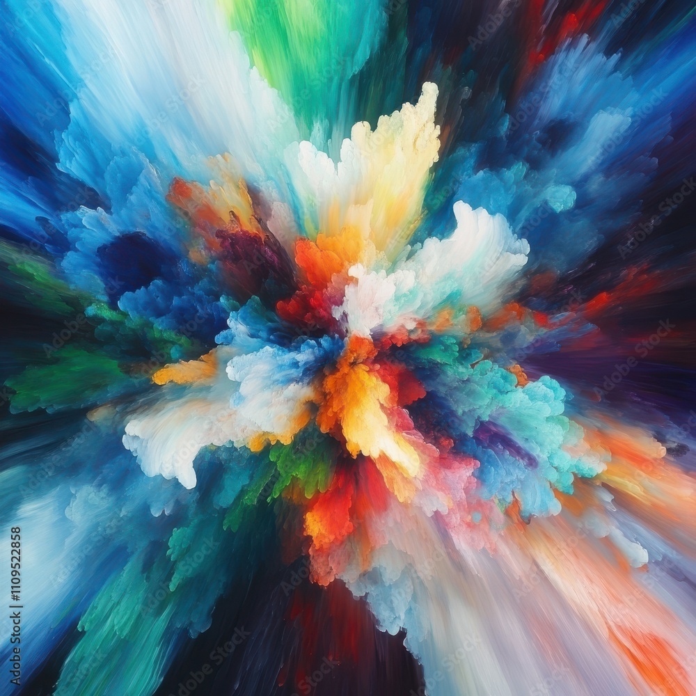 Poster Vibrant Abstract Explosion of Colorful Flowing Patterns and Textures Creating a Lively and Dynamic Visual Experience for Artistic Expression