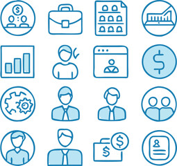 A Collection Business Icon Set- Growth, Finance, Teamwork, and Management Symbols Vector art