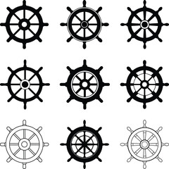 Ship steering wheel icon. Ship's wheel. Steering wheel. Boat steering wheel icon in flat style. Vector illustration with white background. © Bashar