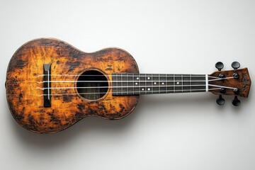 Antique ukulele, worn wood, musical instrument.