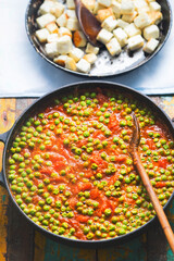 Matar paneer with cheese peas and tomatoes 