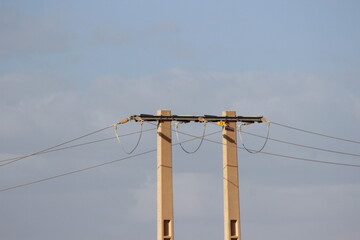 Power Electric Pole with Wires