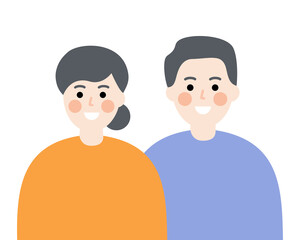 Happy elder man and woman lover. Smiling senior couple. Healthcare, positive lifestyle, mental health concepts. Flat vector people character design isolated illustration.