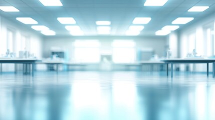 Medical laboratory. Science lab in blurred background. Abstract blurry working space in research laboratory. Scientific room