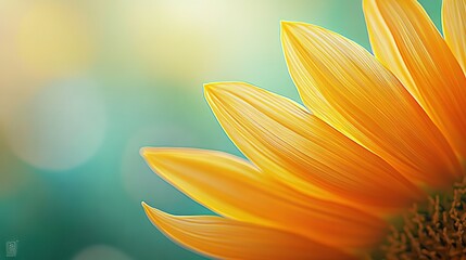 Obraz premium a yellow sunflower on a vibrant green and blue background with a soft light source behind it