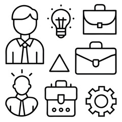 A Collection Business Icon Set- Growth, Finance, Teamwork, and Management Symbols Vector art