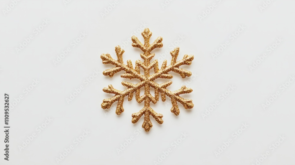 Poster single snowflake in gold with a minimalistic white background