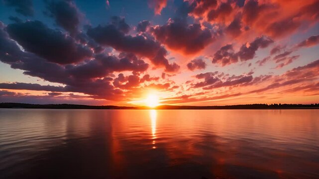 A beautiful sunset over a lake