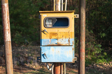Indonesia, October 5, 2024 - Electrical box, attached to poles and walls, to control electric current