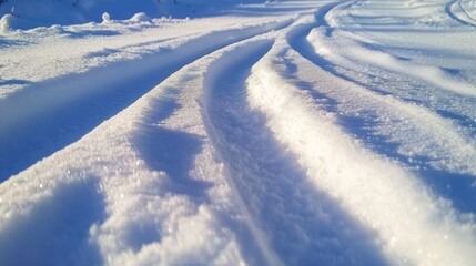 A Snowboard Track with Deep Grooves Carved into the Snow
