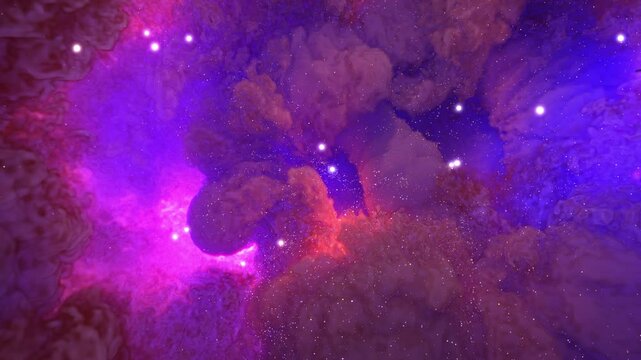 A camera floating slowly in space toward the Nebula NC-1733-G, 30p