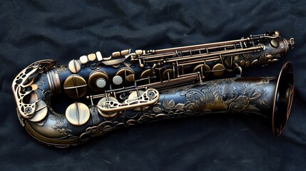 Naklejka premium Ornate Saxophone with Intricate Design