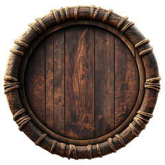 Fototapeta premium Wooden Barrel Frame on Transparent Background