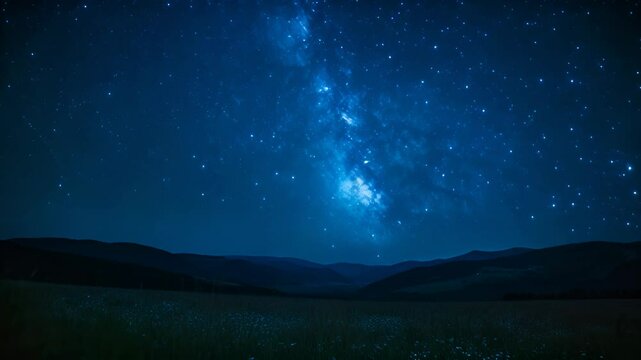 Amazing View of the Milky Way Galaxy and Stars in the Night Sky