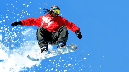A Snowboarder Mid-Air Performing a Trick with Snowy Mountains in the Background
