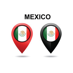 Mexico Location icon, Mexico Flag Location icon, Location vector icon