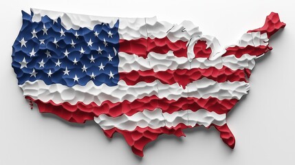 Fototapeta premium 3D Map Art Depicting the United States Flag