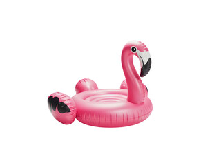 Pink flamingo pool float on a checkered background, cute and cheerful, fun object