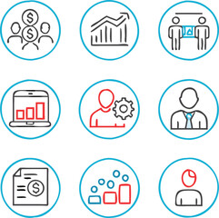 A Collection Business Icon Set- Growth, Finance, Teamwork, and Management Symbols Vector art