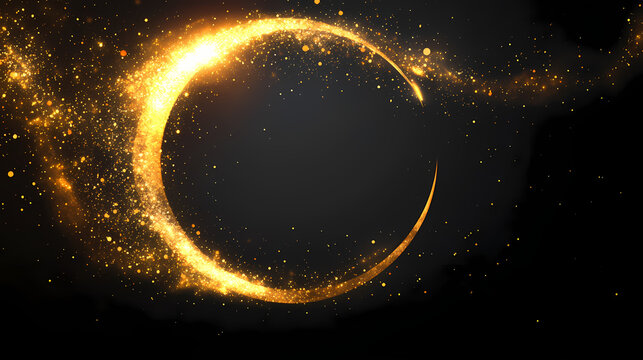 Gold glow circle solar eclipse transparent background. Eclipse. Illustration