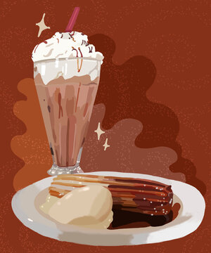  churro y malteada de chocolate poster