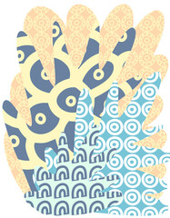 Trendy abstract print with floral and geometric elements. Suitable for social media posts, mobile apps, banner design and online advertising.