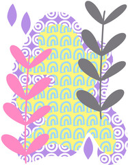 Trendy abstract print with floral and geometric elements. Suitable for social media posts, mobile apps, banner design and online advertising.