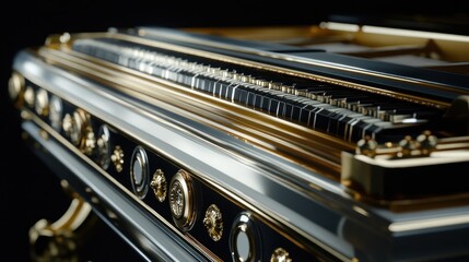 Naklejka premium Close-up of a Luxurious Gold Piano