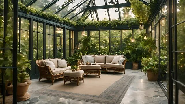A beautiful sunroom with lots of plants