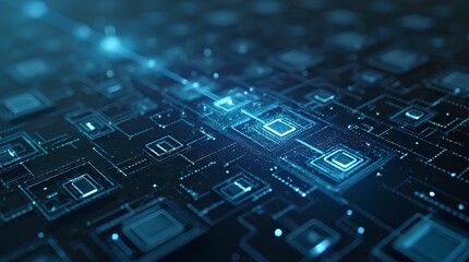 Blockchain concept. Big data binary code futuristic information technology, data flow. Transferring of big data. interconnected blocks of data depicting chip a cryptocurrency blockchain. 3D Rendering