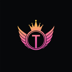 T letter Logo with Shield, T shield logo design template