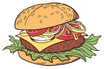 Burger clean color  Vector illustration white background A.eps