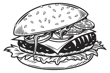 Burger clean color  Vector illustration white background E.eps