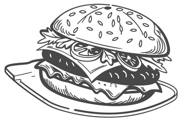 Burger clean color  Vector illustration white background H.eps