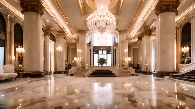 Virtual Walkthrough of a Luxurious Hotel Lobby