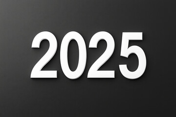 Bold white digits display the year 2025 against a contrasting black background, creating a modern and sleek aesthetic