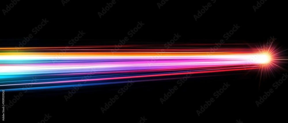 Aufkleber the colorful light trails create a stunning visual spectacle against a deep black background, enhanc