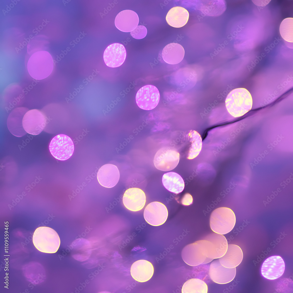 Poster violet blurred background with bokeh lights, generative ai