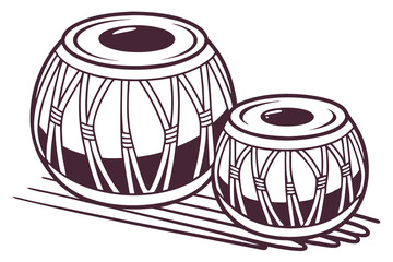 Double Tabla Indian drum isolated on silhouette C.eps