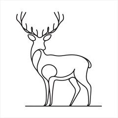 single one line deer silhouette on white background
