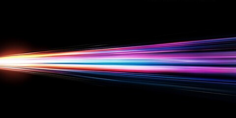 Long exposure photography captures vibrant light trails on a dark background, showcasing enchanting shades of blue, purple, orange, and more, swirling in dynamic motion, evoking wonder