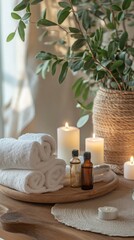spa materials like towel and candle