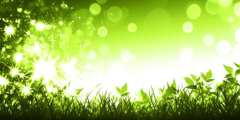 Obraz premium Green plant background with bokeh background copy space