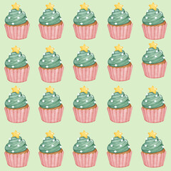 seamless background with cupcakes
