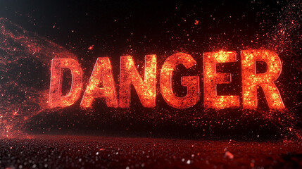 The word danger on a black background