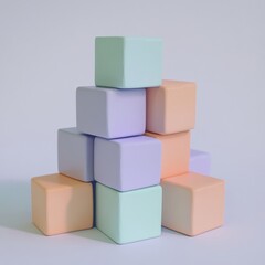 Obraz premium pastel color cubes on white background