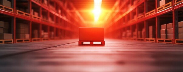 modern warehouse concept. High-tech warehouse with machine learning-driven inventory management, advanced interface, 3D illustration