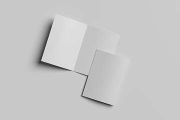 Folded White Blank Brochure Magazine Cover for Mockups